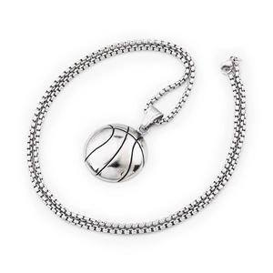 Collana con ciondolo basket 3D argento in acciaio inossidabile stile hip hop