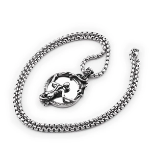 Gothic hip hop mirror necklace in vintage steel with The Soul In Our Mind engraving