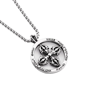 Collana con ciondolo Vajra gotico in acciaio al titanio vintage con catena per uomo e donna