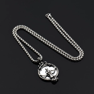 Hip hop titanium steel mirror pendant necklace with Love Yourself engraving for men and women