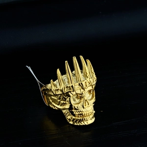 Stainless Steel Gold Plated Spiked Crown Skull Ring Gothic Punk Hip Hop Men Fashion Jewelry Finger Ring Accessory Gift