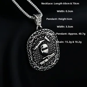 Détails du collier pendentif bouclier ninja hip hop avec dimensions et mesures