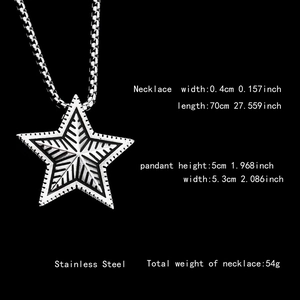 Collana con ciondolo a stella a strisce hip hop punk in acciaio inox su sfondo nero