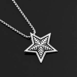 Collana Con Pendente Pentagramma A Strisce Vintage Per Uomo Donna Catena Veneziana Acciaio Inossidabile Hip Hop Punk Gotico Gioielli