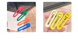 Colorful gradient alloy hair clips with oval hollow design in vibrant candy colors