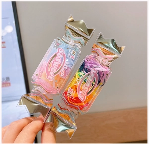 Detail of candy-shaped packaging for colorful high elasticity hair bands for kids