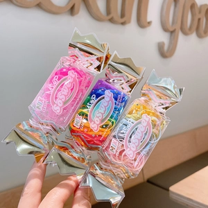 Kids Colorful High Elastic Hair Ties Candy Box Set Resin Rubber Bands Jelly Color Ponytail Holder Styling Accessory For Women