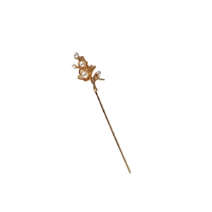 Elegant Chinese gold hair pin with plum blossom design and pearls for Hanfu styling