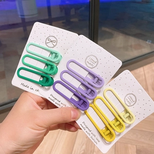 Colorful gradient alloy duckbill hair clips set in green purple and yellow colors
