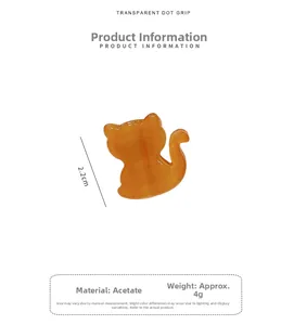Detalle de pinza de pelo de gato en acetato con medidas de 2,2 cm de alto y 4 g de peso