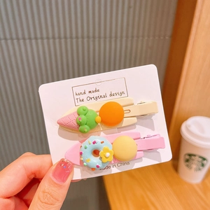 Cute sweet ice cream and donut hair clips set for women colorful hair accessories