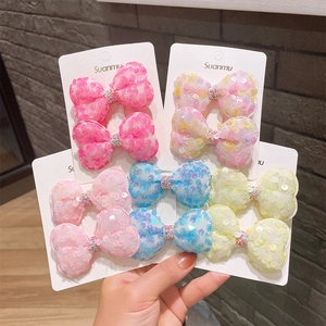 Dolci Accessori per Capelli con Fiocco di Paillettes per Ragazze Mollette Fiocco in Tessuto Elastici Strass Copricapo Regalo Bambini