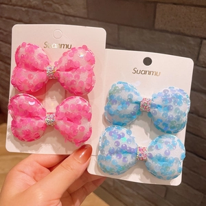 Set di fermagli per capelli con paillettes rosa e blu per un dolce stile da principessa