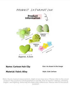 Détail de jolies barrettes en tissu avec fleurs et mesures précises de taille en cm