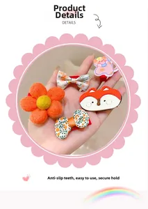 Détail du lot de 5 barrettes à fleurs pour filles avec dents antidérapantes sûres