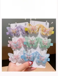 Détails de pinces à cheveux papillon 3D avec broderie de perles et dégradé de couleurs