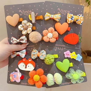Barrettes à Cheveux en Tissu Fait Main Fleur Cœur Pour Filles Mignon Dessin Animé Renard Lion Pinces Bec De Canard Accessoires Cheveux Enfants Bébé