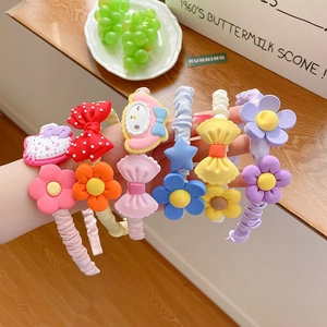 Girl's colorful floral hairband set with bows and stars for kids hair styling