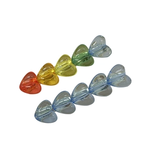Candy-colored heart-shaped acrylic hair clips set with colorful gradient and blue duckbill clips