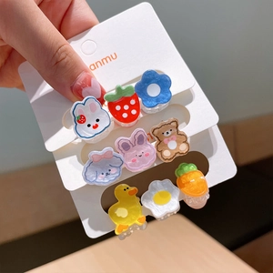 Mini Pinces à Cheveux en Acrylique Dessin Animé Ours Fleur Fruit Barrettes pour Enfants Filles Accessoires Cheveux Décoratifs