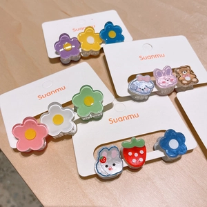Mini pinces à cheveux en acrylique avec motifs ours et fleurs pour filles