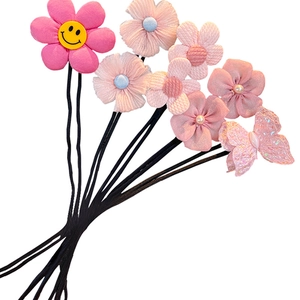 Lot de chignons à fleurs avec fleurs en tissu rose et papillon pour coiffures enfants