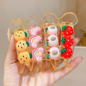 Simpatiche Mollette Per Capelli Da Bambina In Cartone Animato Frutta Animale In Resina Plastica Trasparente Accessori Capelli Quotidiani