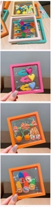Close-up of colorful heart hair clips and bow ties in a square storage display box