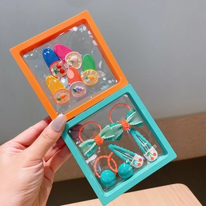 Cute Kids Hair Clips And Hair Ties Assortment With Bow Heart Fruit Patterns In Display Box For Girls Sweet Hair Decor Gift