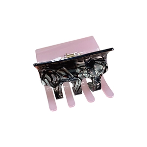 Pink and marble patterned square acetate hair claw clip for elegant women styling