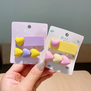 Lot de barrettes à cheveux cœurs colorées avec épingles rectangulaires pour fillettes