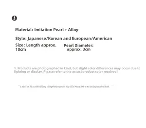 Spécifications de la pince à cheveux en perles d'imitation et alliage, longueur 10cm