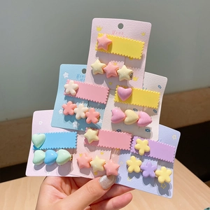 Ensemble de Barrettes Fait Main Couleurs Bonbon Étoile Cœur Floral Pour Filles En Résine Plastique Épingles À Cheveux Enfants Accessoires