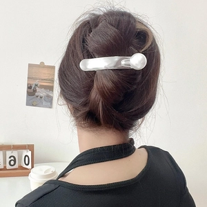 Élégante Pince à Cheveux Ondulée en Alliage avec Grande Künstliche Perle d'Imitation Style Coréen Simple Bec de Canard Accessoire de Coiffure Femme