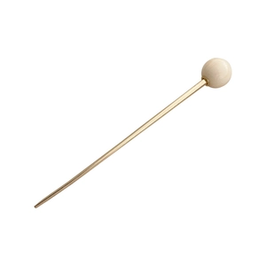 French style golden hair stick with minimalist cream bead in a diagonal studio view