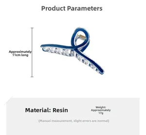 Detail view of 11cm resin hair claw clip with size and weight specifications