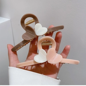 Large Acrylic Heart Hair Claw Clip French Elegant Shark Clip For Women Thick Hair Styling Accessories Morandi Colors