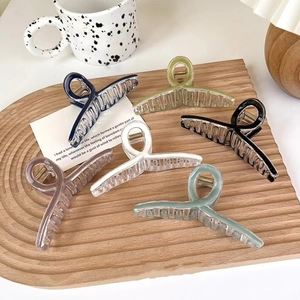 Detail view of colorful jelly hair claws with matte finish and durable metal springs