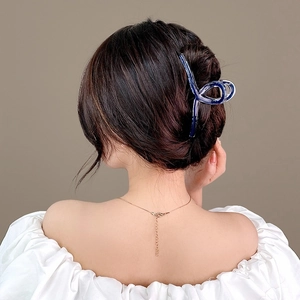 Minimalist deep blue jelly shark hair claw clip in high-quality acetate for elegant updo