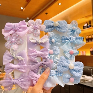 Barrettes à cheveux fleurs et nœuds pour filles en dentelle violette et perles douces