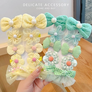 Accessoires Pinces à Cheveux Enfants en Tissu Dentelle Maille Nœud Floral avec Fausse Künstliche Perle Barrette pour Fillettes
