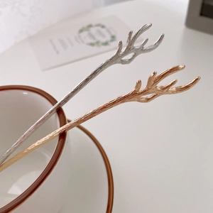 Épingles à cheveux élégantes en métal style bois de cerf dorées et argentées pour coiffure