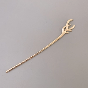 Épingle à cheveux exquise en forme de bois dorés pour coiffures traditionnelles Hanfu