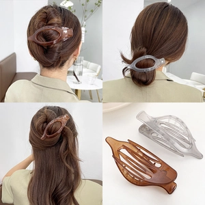 Grandes pinces à cheveux écaille de tortue pour chignons élégants et demi-queues