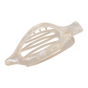Barrette banane champagne translucide avec dents incurvées pour un maintien sûr des cheveux