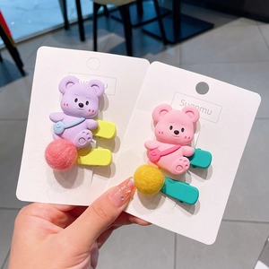 Schattige beren haarspeldjes set met kleurrijke pluche ballen en siliconen beer figuren