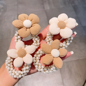 Elastici per Capelli in Künstliche Perle Sintetiche per Bambini Dolci Fiori in Velluto a Coste Fiocco Supporto per Coda di Cavallo Ragazze