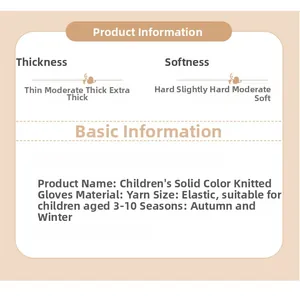 Detail showing thick knit material and specifications for kids winter warm gloves