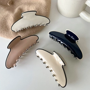 Pince à Cheveux en Acétate Style Français Xiaoxiang avec Bordure Contrastée Grande Pince Crabe Accessoire Cheveux Élégant Femme
