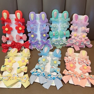 Simpatiche Mollette per Capelli con Orecchie di Coniglio Fiori Fiocco in Tessuto Fatte a Mano Stile Principessa per Bambine e Ragazze